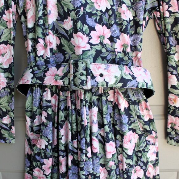 Vintage Stuart Alan Dress Women's Size 10 Floral Long Sleeve - Picture 4 of 10